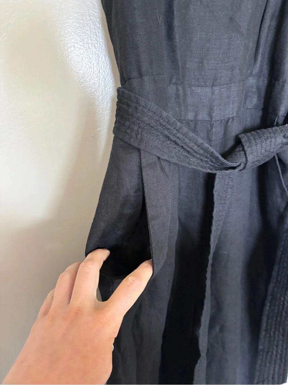 J. Crew Linen Black Jumpsuit with Waist Tie